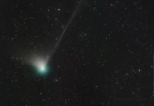 A green comet is speeding toward us, having last been here 50,000 years ago.